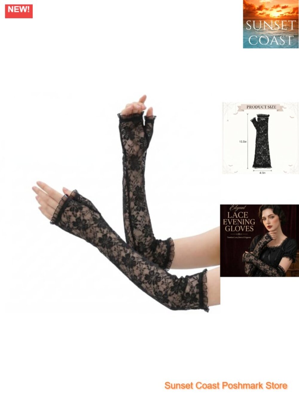 Long Fingerless Lace Gloves Floral Costume Cosplay Party